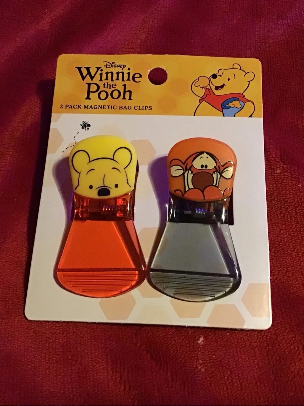 Disney Winnie the Pooh Magnetic Bag Clips - Yellow, Orange & Blue